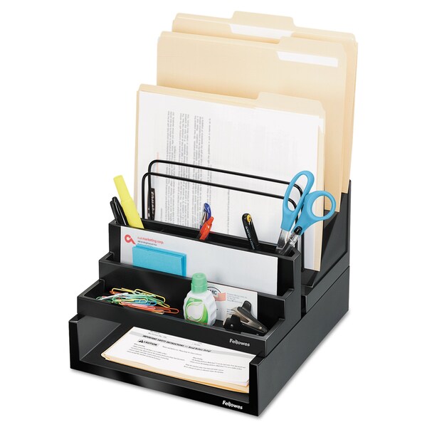 Desk Organizer,11-1/8x5x3-7/8,Blk Pearl